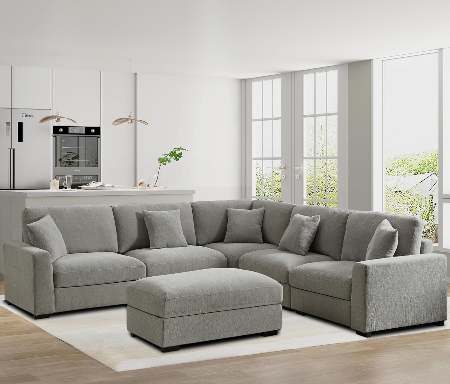 asunflower Deep Sectional Sofa Modular Large Couch for Living Room Apartment with Deep Seat 5 Seat L Shape Modern Chenille Couch with Chaise Oversized Sectionals