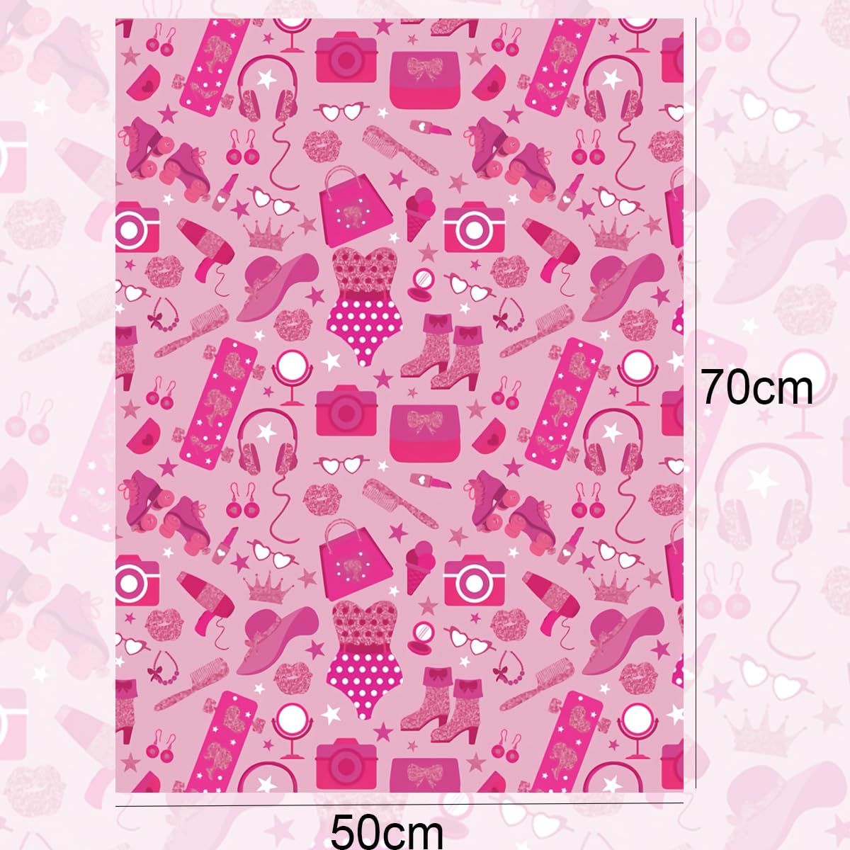 ZJHiome 8 Sheets Girl Princess Wrapping Paper 50x70cm Hot Pink Girl Party Gift Wrap Paper Pink Birthday Wrapping Paper for Kids Girls Birthday Baby Shower Craft Gift DIY Decor