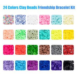 Ybxjges Clay Beads Bracelet Making Kit, 3800Pcs Polymer Flat Beads for Jewelry Making Heishi Beads for Friendship Bracelet Kit with Charm Kit for DIY Crafts Gifts for Girls Age 6-12