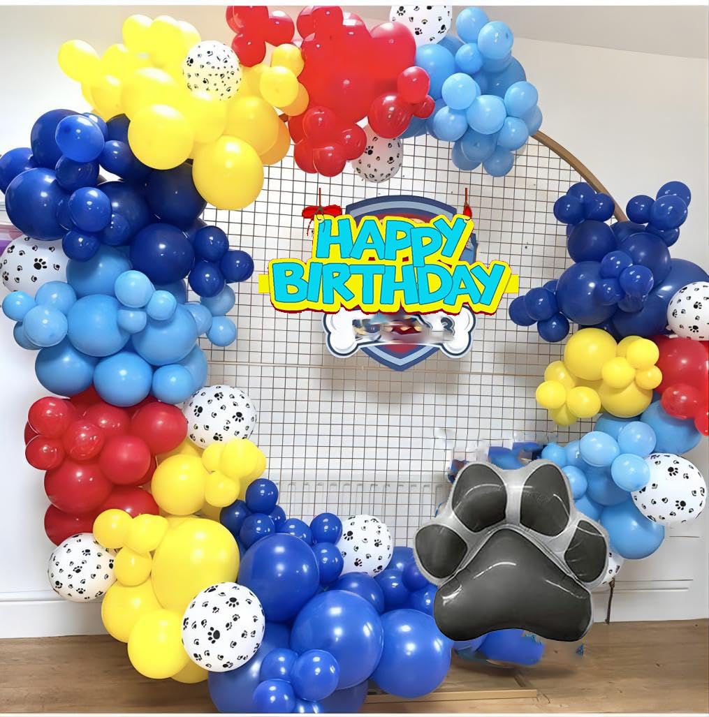 Dog Paw Balloons 12 Inch Dog Paw Print Latex Balloons Red Yellow Blue Royal Blue Paw Balloon for Puppy Paw Themed Boy Birthday Party Decorations Supplies