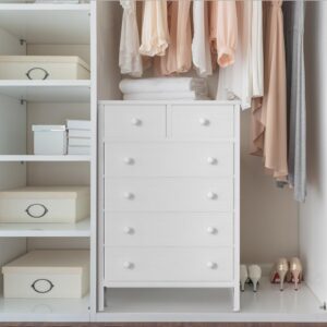 BOLUO White Chest of Drawers for Bedroom Dresser with 6 Drawer Fabric Dressers for Closet Girls Modern