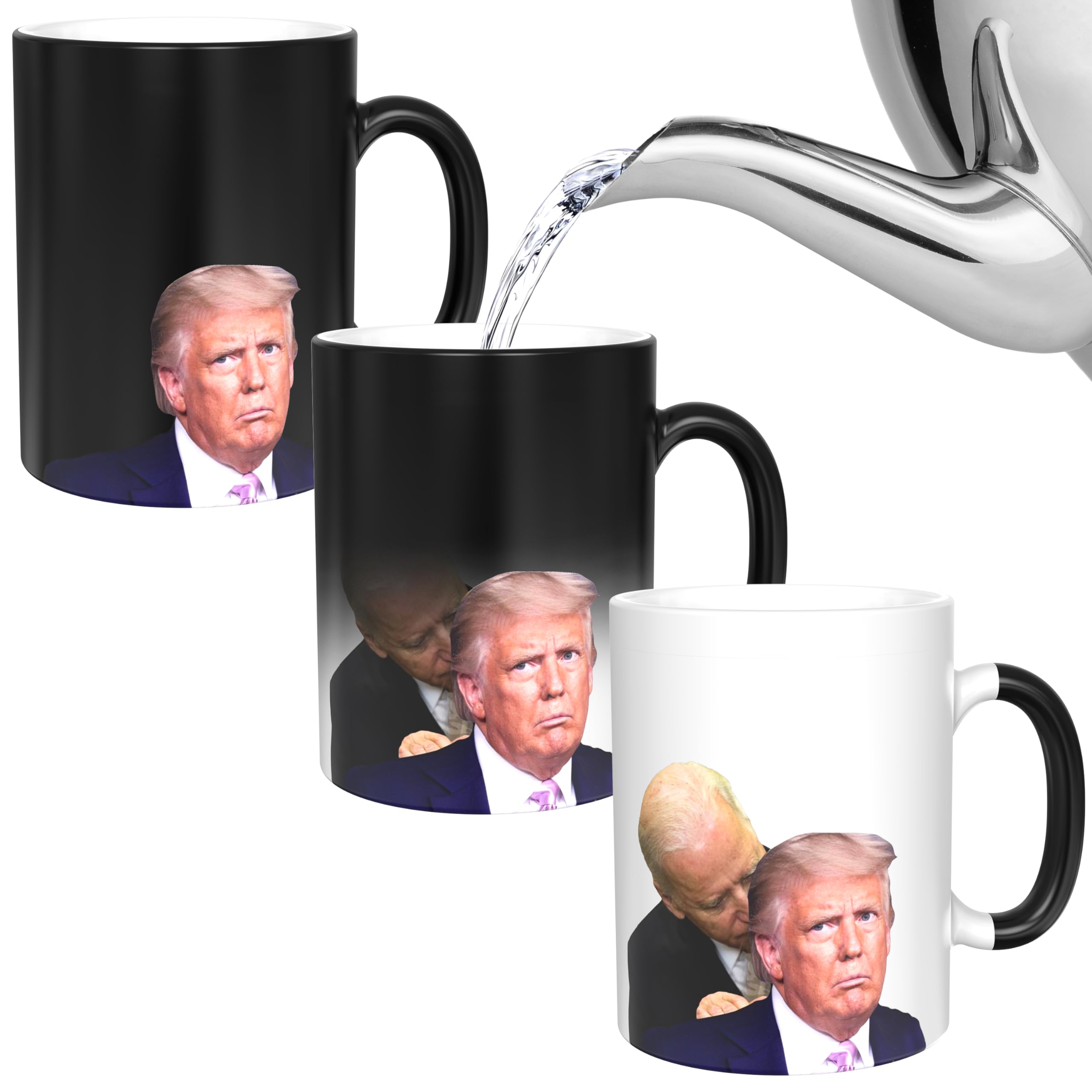 Turtle Straws Biden Sniffing Trump Mug - Funny Mug - Biden Appears as it Heats - Perfect Novelty Gag Gift - Office Joke - Funny Gifts - Magic heat change mug.