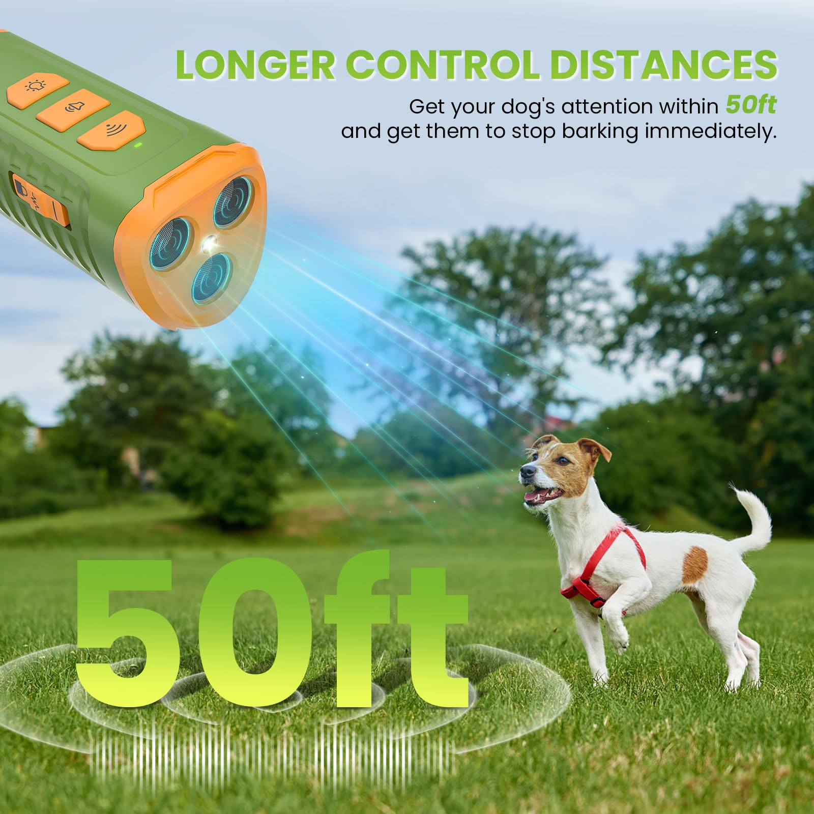 Dog Bark Deterrent Devices, Ultrasonic Anti Barking Device for Dogs, Rechargeable Dog Bark Control Devices 50FT Range with LED Flashlight, Dog Training & Behavior Aids for Indoor Outdoor