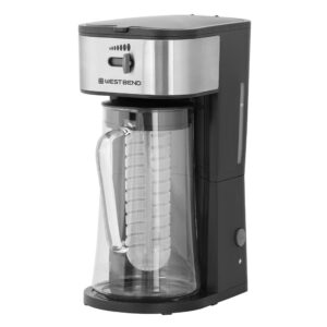 West Bend IT500-W Coffee Iced Tea Maker Includes an Infusion Tube to Customize The Flavor, Features Auto Shut-Off, 2.75-Quart, Black