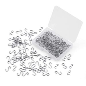 florixen stainless steel mini s-hooks 100pcs 1/2 inch with storage box for keychain decoration hangers birthday card diy jewelry beads handcraft (silver)