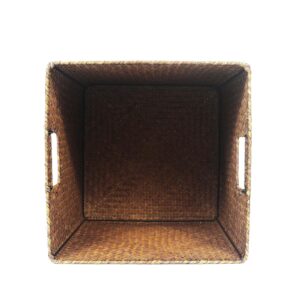 Ululusky Seagrass Basket Storage 10.5"x10.5" - 4 Pack Nesting Storage Baskets for Shelves,Wicker Woven Cube Storage Basket for Shelf 11.5"x11.5",Bedroom, Living Room,Laundry,Pantry,Shelves