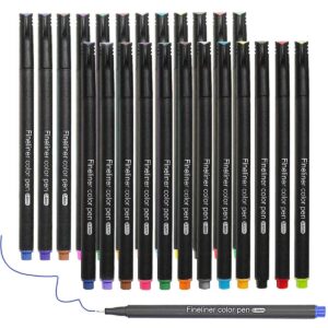 belenova fineliner pens, set of 24 fineliners, 0.4 mm tips fine point markers, assorted art pens, water-based fine tip markers for drawing, sketching, journaling and calligraphy.