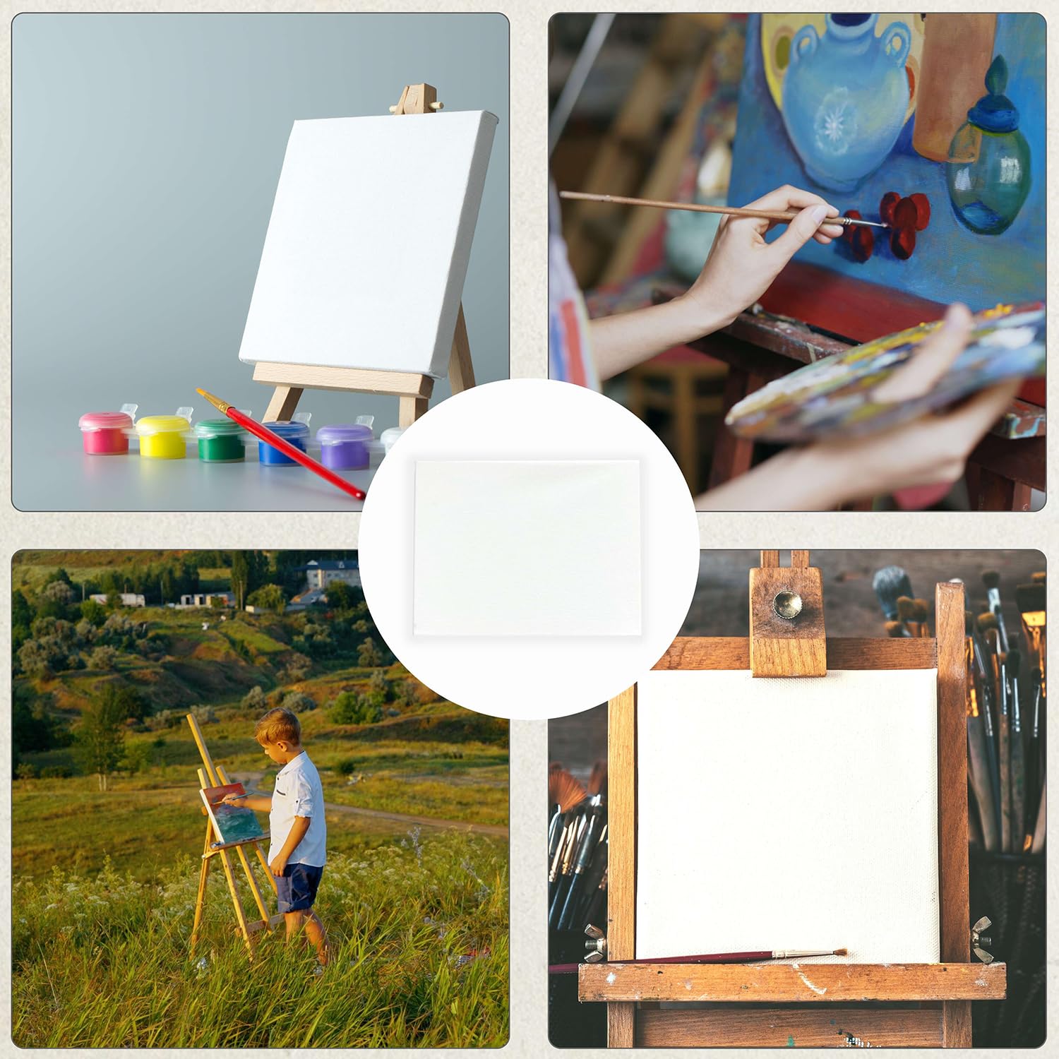 4 Pack 11 x 14 inch Artistry Canvas Boards Cotton Stretched Canvas 5/8 Inch Profile for Beginners and Artists for Artists Painting, Acrylic and Oil Painting