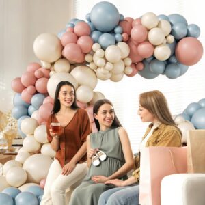 Gender Reveal Balloon Garland Arch Kit, 130pcs Dusty Pink and Blue Balloons Arch for Boho Neutral Theme Baby Shower Birthday Gender Reveal Decoration