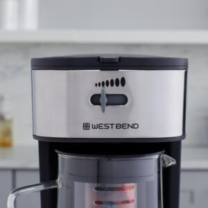 West Bend IT500-W Coffee Iced Tea Maker Includes an Infusion Tube to Customize The Flavor, Features Auto Shut-Off, 2.75-Quart, Black