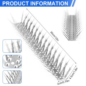 Quunoot Bird Spikes, 10 FT Stainless Steel Bird Deterrent Spikes, Pigeon Spikes for Outside to Keep Birds Squirrel Raccoon Cat Away, for Garden Fence Roof Window Sill and Wall(10 Pack)