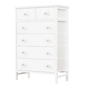 boluo white chest of drawers for bedroom dresser with 6 drawer fabric dressers for closet girls modern