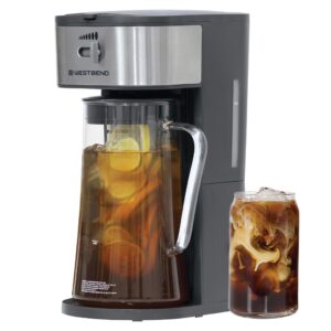 West Bend IT500-W Coffee Iced Tea Maker Includes an Infusion Tube to Customize The Flavor, Features Auto Shut-Off, 2.75-Quart, Black