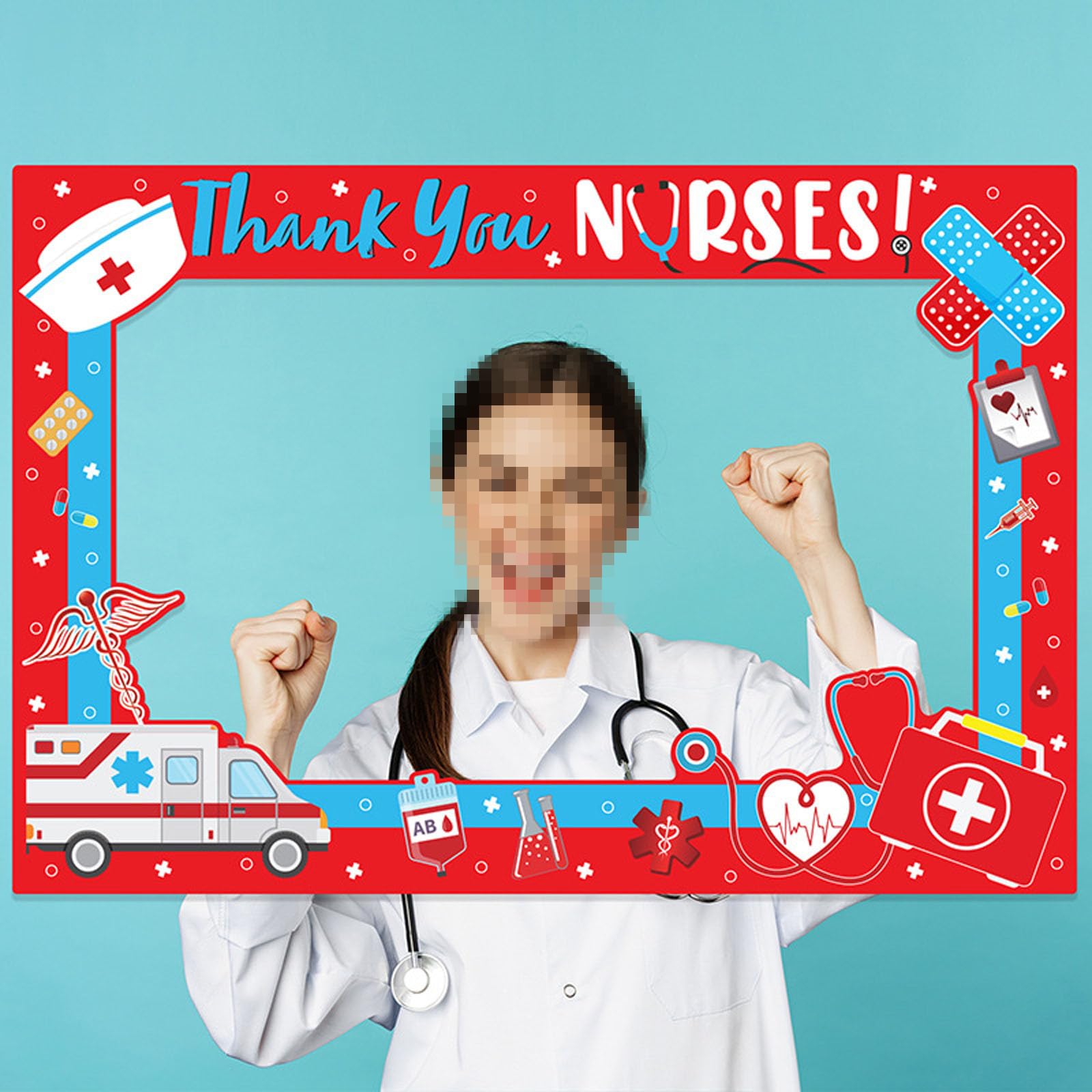 Soochat Nurse Day Photo Booth Props Graduation Photo Booth Prop Frame Thank You Nurse Photography Photo Booth Frame for Graduation Medical Party Decorations