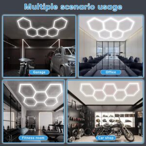 Hexagon Garage Lights, 25 Pack Hexagon Ceiling Light Updated Longer Size, 5 Grids LED Honeycomb Lights Ceiling Super Bright for Car Detailing Garage Workshop Basement Gym Barber