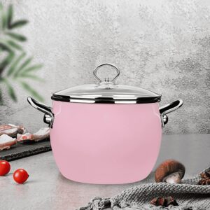 GFHVDC Pasta Pot Nonstick Cookware Enamel Stock Pot with Lid Large Cooking Pot Flat Bottom Stew Pot for Soup, Stew, Canning Induction Pasta Pot, for Stove Non Stick Soup Pot,Pink