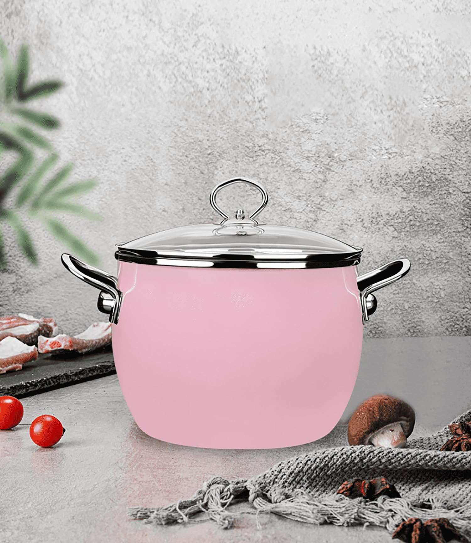 GFHVDC Pasta Pot Nonstick Cookware Enamel Stock Pot with Lid Large Cooking Pot Flat Bottom Stew Pot for Soup, Stew, Canning Induction Pasta Pot, for Stove Non Stick Soup Pot,Pink