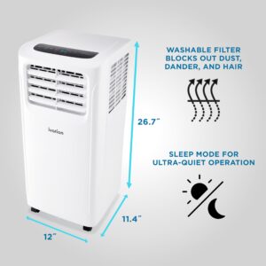 Ivation 9000 BTU Compact Portable Air Conditioner, Smallest AC Unit with Powerful Cooling, Multi-Speed Fan, Dehumidifier, Sleep Mode, Built-In Timer, Remote Control, Washable Filter, Wheels & Handle