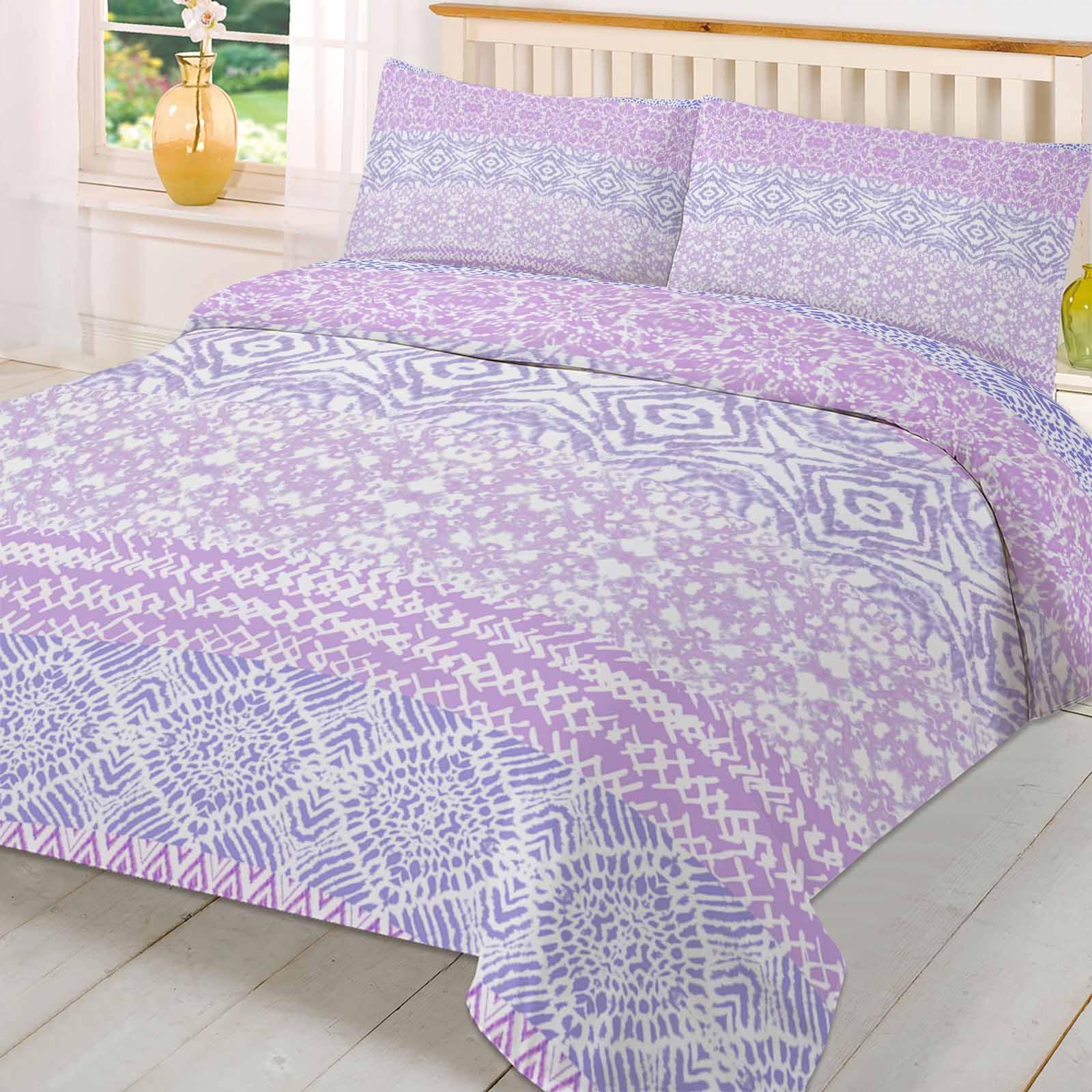 Purple Boho Bed Duvet Cover Twin Size,Washed Patterned Textured Duvet Cover Sets with Zipper & Tiers,Microfiber Soft Comforter Luxury Quilt Cover Minimalist Batik Geometric Tie Dyeing Mandala Bohemian