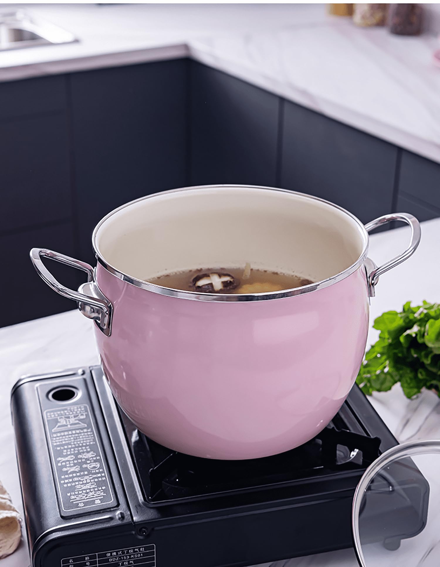 GFHVDC Pasta Pot Nonstick Cookware Enamel Stock Pot with Lid Large Cooking Pot Flat Bottom Stew Pot for Soup, Stew, Canning Induction Pasta Pot, for Stove Non Stick Soup Pot,Pink