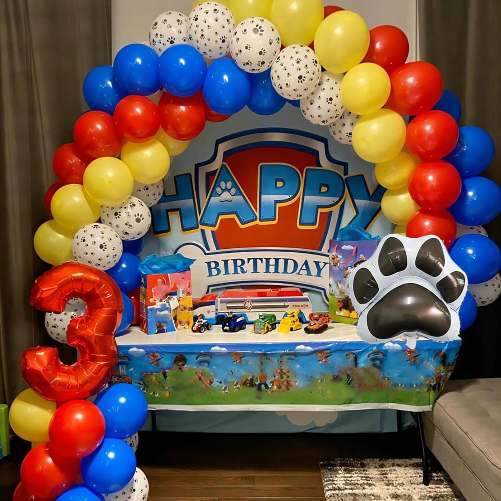 Dog Paw Balloons 12 Inch Dog Paw Print Latex Balloons Red Yellow Blue Royal Blue Paw Balloon for Puppy Paw Themed Boy Birthday Party Decorations Supplies