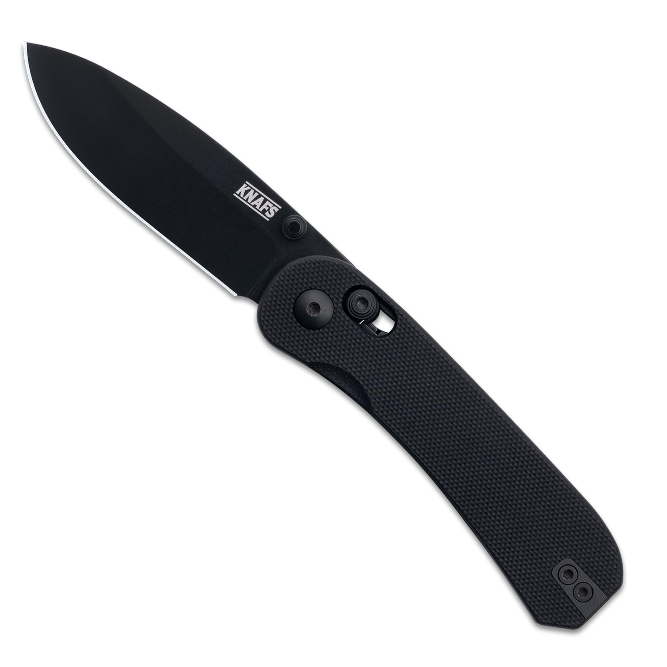 Knafs - Lander 3 Folding Pocket Knife with Clip - EDC for Men, Women, Everyone - Black Stonewash Blade - Black G10- Handle