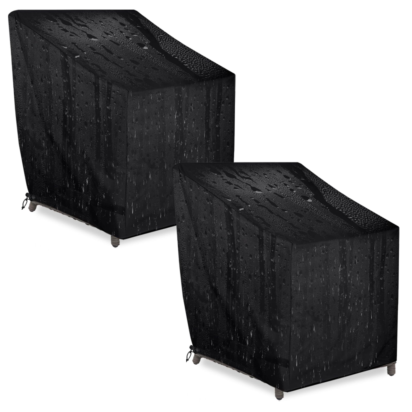 HILUHIDI Patio Furniture Covers 2 Pack, Black Outdoor Furniture Covers Waterproof, Heavy Duty Patio Chair Covers for Patio Furniture