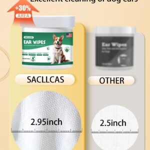 SACLLCAS Large Ear Wipes for Dogs,Dog Ear Cleaning Pads Otic Cleanser for Dirty, Waxy, Smelly Ears Solution,Premium Strength Pet Ear Cleaner Wipes with Natural Aloe and Mugwort-100 Count