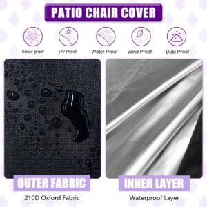 HILUHIDI Patio Furniture Covers 2 Pack, Black Outdoor Furniture Covers Waterproof, Heavy Duty Patio Chair Covers for Patio Furniture