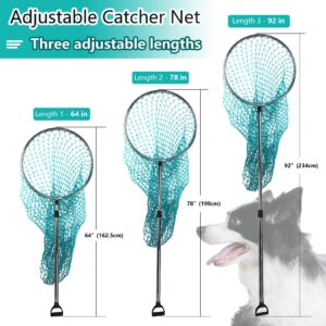 Wamlet Dog Catch Net Animal Control Net Poultry Catching Trap Tool Length Adjustable for Cat, Pigeon and Others (42~70" Handle with 22" Net Opening) (Stainless Steel, Natural)