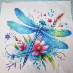 Fabric Panel 14"x14" Dragonfly 100% Cotton Quilting Sewing Square AM1902