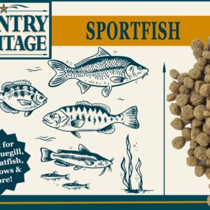 CountryMax Floating Sportfish Game Fish Food 32% Protein for Pond and Lakes, Extruded Feed for Bluegill, Catfish, Minnows, Bass, Carp (7 Pounds)