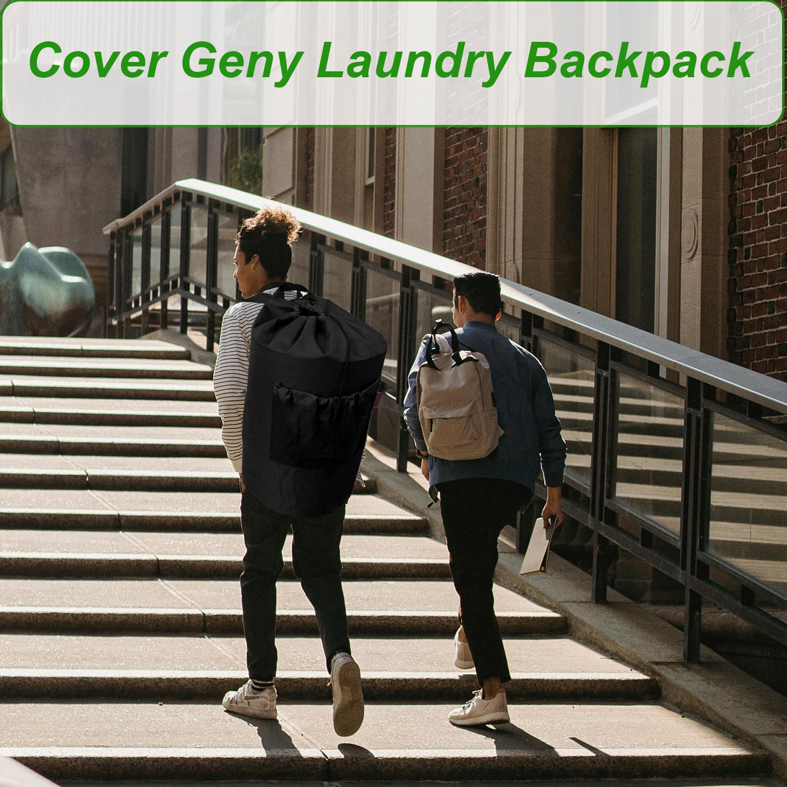 Cover Geny Large Laundry Bag Backpack with Padded Shoulder Straps,Laundry Back pack,Adjustable Chest Clasp,Laundry Bookbag for Travel,Laundromat,Apartment,Students College Dorm Room Essentials