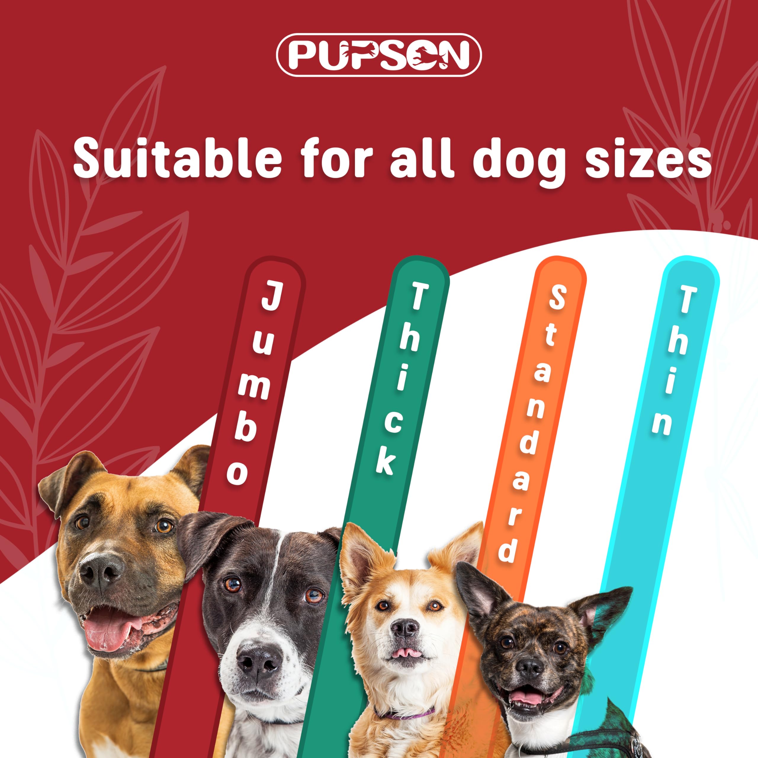 PUPSON 6" Bully Sticks for Dogs, 100% Natural Beef Pizzle Chews, Grass-Fed, Non-GMO, Grain-Free, Long-Lasting Dog Treats for Medium & Large Dogs, Jumbo, 12 Pack