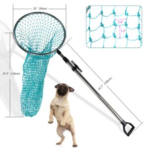 Wamlet Dog Catch Net Animal Control Net Poultry Catching Trap Tool Length Adjustable for Cat, Pigeon and Others (42~70" Handle with 22" Net Opening) (Stainless Steel, Natural)