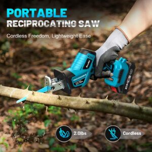 Reciprocating Saw Cordless, Sawzall Cordless with 2 x 2.0Ah Batteries, 3500RPM Brushless Power, LED Light, Tool-free Blade Change 8 Saw Blades Portable Reciprocating Saw for Wood PVC Cutting