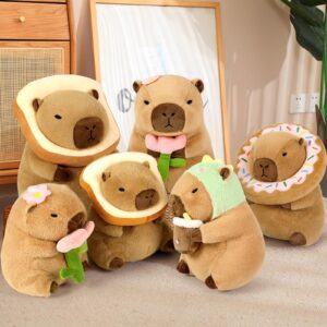 Ditucu Cute Capybara Plush Pillow Dinosaur Drinking Milk Tea Stuffed Animals Capibara Pluhsies Toy Gifts for Kids 11 inch