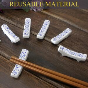 Ceramic Chopsticks Holder Porcelain Chopstick Rest Fork Stand Holder Set of 5 Blue and White