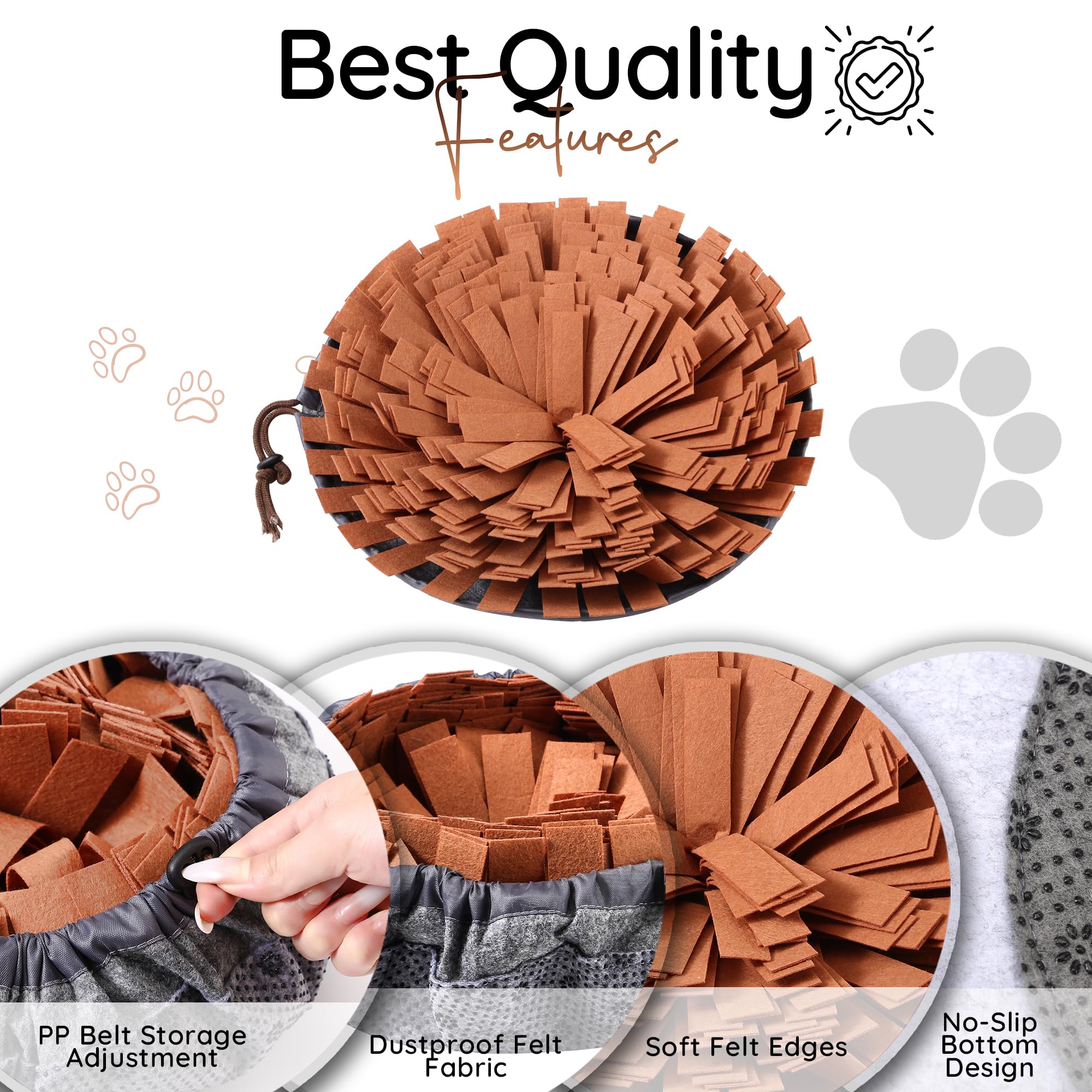 Generic Snuffle Mat for Dogs - Adjustable Snuffle Mat for Puppies | Stress Relief Dog Snuffle Mats Toy for Feeding - Sniff Mat for Dogs - Large Dog Snuffle Mat Encourages Dogs Foraging Skills (Brown)