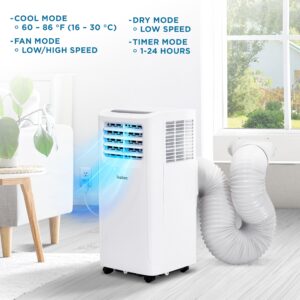 Ivation 9000 BTU Compact Portable Air Conditioner, Smallest AC Unit with Powerful Cooling, Multi-Speed Fan, Dehumidifier, Sleep Mode, Built-In Timer, Remote Control, Washable Filter, Wheels & Handle