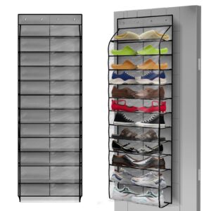 kotkn over the door hanging shoe organizer, 12 slotted clear large pockets, hanging hanging shoe organizer, reusable - shoe organizer. shoe organizer shoe rack for adults, children, babies (gray)