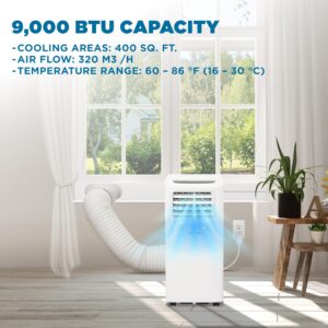 Ivation 9000 BTU Compact Portable Air Conditioner, Smallest AC Unit with Powerful Cooling, Multi-Speed Fan, Dehumidifier, Sleep Mode, Built-In Timer, Remote Control, Washable Filter, Wheels & Handle