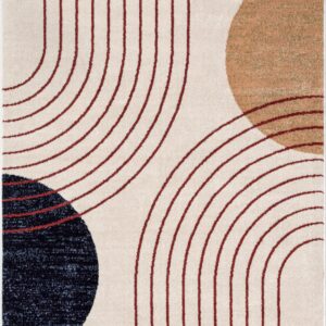 Well Woven Omaha Collection Laslow Modern Rainbow Ivory 5'3" x 7'3" Area Rug - for Living Room, Bedroom, and Dining Room