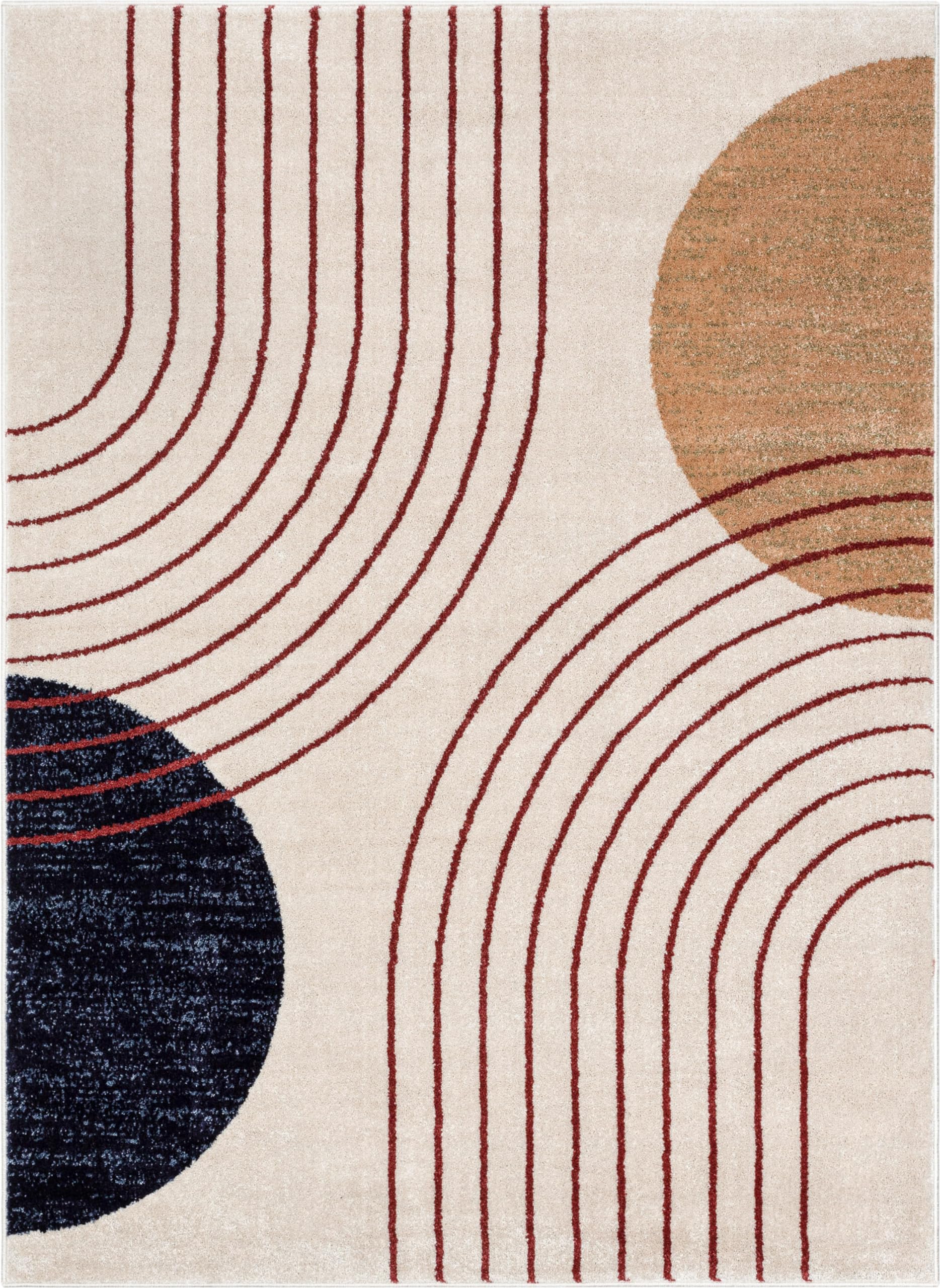 Well Woven Omaha Collection Laslow Modern Rainbow Ivory 5'3" x 7'3" Area Rug - for Living Room, Bedroom, and Dining Room