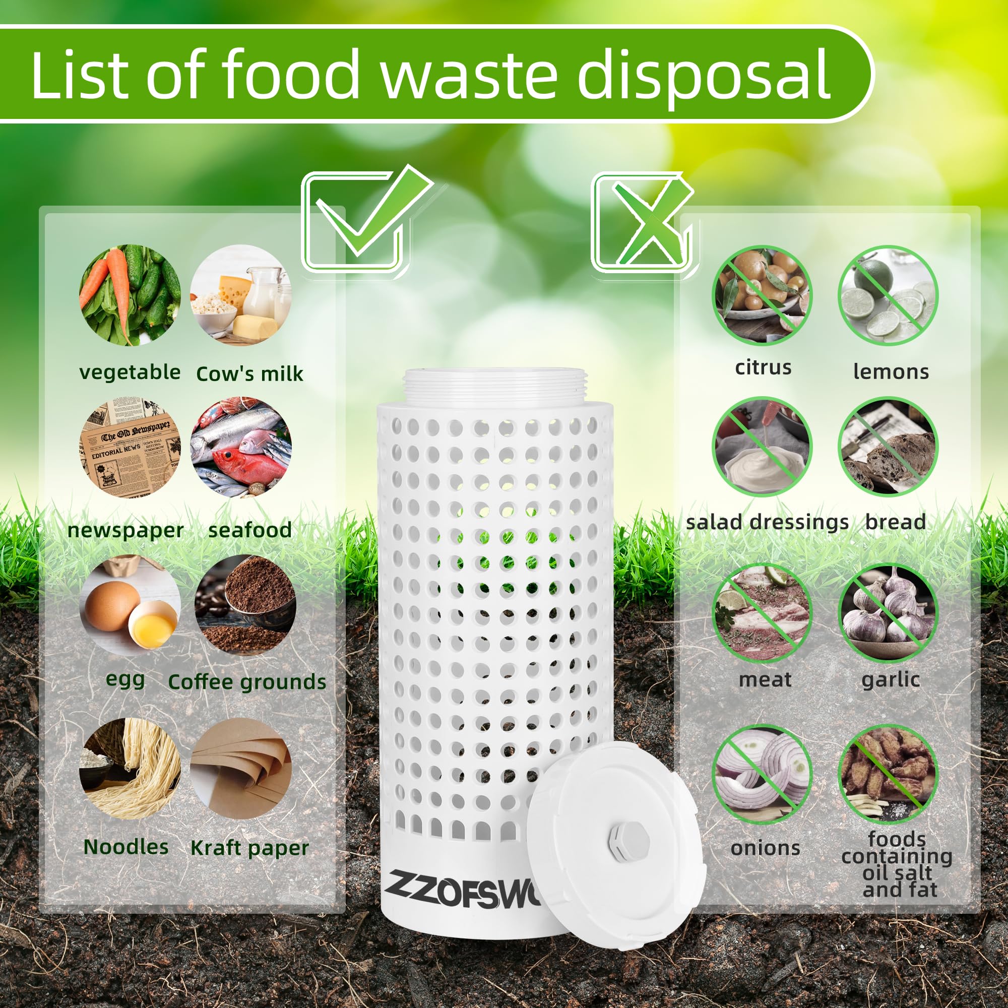 ZZOFSWORM Inground Worm Farm Compost Bin Kit Recycling Kitchen Food Waste to Raised Garden Beds Outdoor with Holes&Lids in Bed&Home