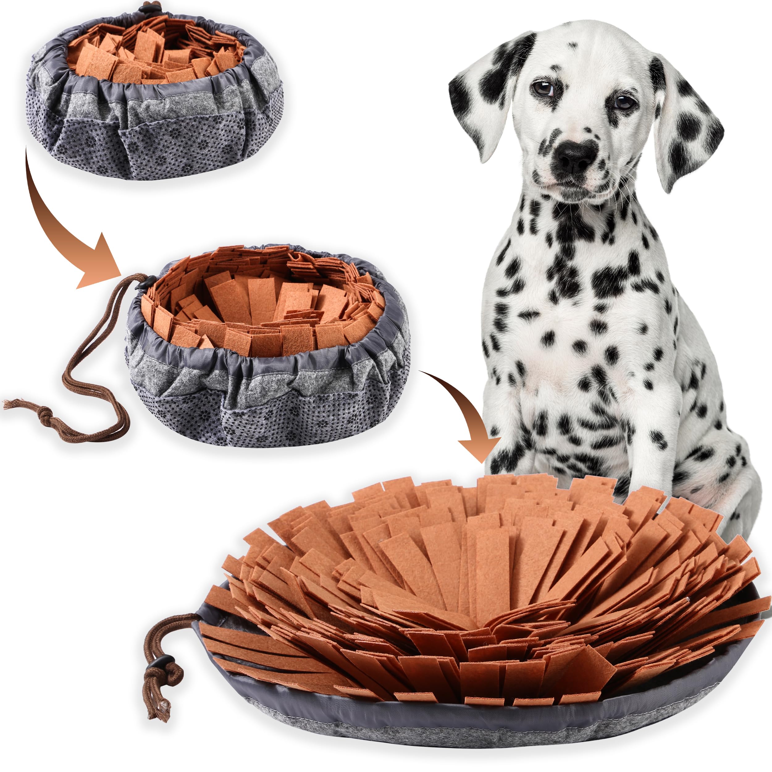 Generic Snuffle Mat for Dogs - Adjustable Snuffle Mat for Puppies | Stress Relief Dog Snuffle Mats Toy for Feeding - Sniff Mat for Dogs - Large Dog Snuffle Mat Encourages Dogs Foraging Skills (Brown)