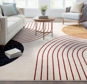 well woven omaha collection laslow modern rainbow ivory 5'3" x 7'3" area rug - for living room, bedroom, and dining room