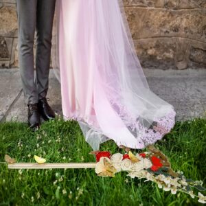 Wedding Brooms for Jumping Ceremony, Extended 35 x 11.8 in DIY Whisk Broom, Jumping The Broom for Wedding, Decorative Broom with 3D Butterflies/Name Stickers/Artificial Roses/Eucalyptus Leaves