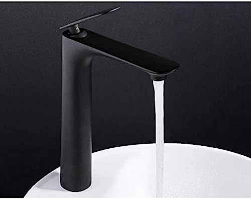 WOOWSHINE Kitchen Taps Kitchen Tap Kitchen Tap Bathroom Faucet Black Solid Brass Bathroom Solid Basin Mixer Tap Hot & Cold Bath Single Handle Sink Waterfall Taps,Sink Faucet, ki-635