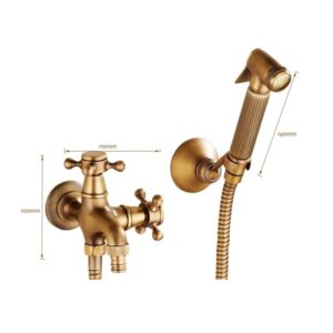 FANCUF Hand Held Bidet Spray Shower Set Copper Bidet Sprayer Lano Toilet Bidet Faucet Lavatory, lingsad-0236